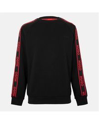 HUGO - Liam Crew Sweatshirt With Logo Tape Detail - Lyst