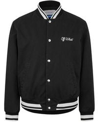 Off-White c/o Virgil Abloh - Script Cotton Long Sleeve Varsity Jacket - Lyst