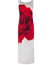 Alexander McQueen - Bleeding Rose Pencil Dress In Optic - Lyst