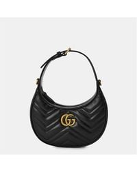Gucci - Chevron Leather Gg Marmont Half-Moon Mini Bag - Lyst