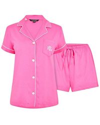 Ralph Lauren - Notch Collar Short Sleeve Pyjama Set - Lyst