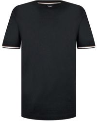 BOSS - Cotton-jersey T-shirt With Signature-stripe Cuffs - Lyst