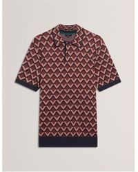 Ted Baker - Jacquard Short-Sleeve Polo Shirt - Lyst
