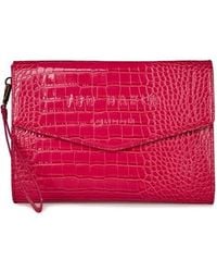 Ted Baker - Crocey Env Pouch S Mid Pink One Size - Lyst