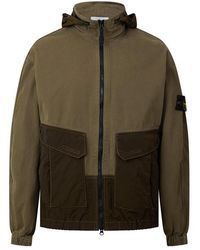 Stone Island - Colorblocked Hooded Jacket - Lyst