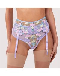 Playful Promises - Luna Pastel Embroidery Picot Elastic Suspender - Lyst