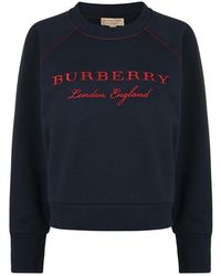 Burberry Crew Neck Logo Sweatshirt - Blue