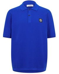 Stone Island - Compass Patch Knit Polo Shirt - Lyst