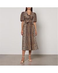 Ganni - Tie Strap Midi Smock Dress - Lyst