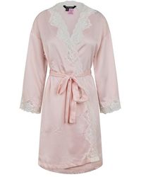 Ralph Lauren - Lace-Trimmed Satin Dressing Gown - Lyst