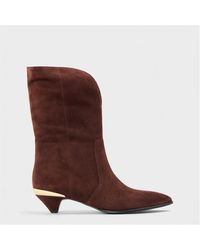 Love Moschino - Golden Metallic Ankle Heeled Boots - Lyst