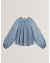 Ted Baker - Puff Sleeve Long Blouse - Lyst