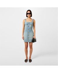 Balmain - Monogrammed Short Denim Dress - Lyst