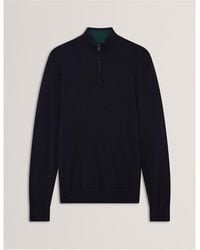 Ted Baker - Merino Half Zip Crew Neck Jumper - Lyst