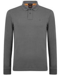 BOSS - Passerby Premium Cotton Long Sleeve Polo Shirt With Logo Detail - Lyst
