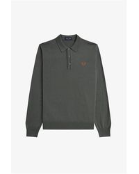 Fred Perry - Knitted Long Sleeve Polo Shirt - Lyst