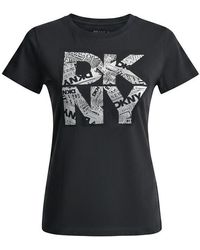 DKNY - Newsprint Stacked Logo Crew Neck Tee - Lyst