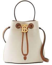 Burberry - Tb Mini Canvas & Leather Bucket Bag - Lyst