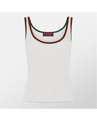 Gucci - Web Detailing Cotton Rib Tank Top - Lyst