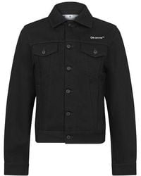 Off-White c/o Virgil Abloh - Tab Cotton Long Sleeve Diagonal Print Denim Jacket - Lyst