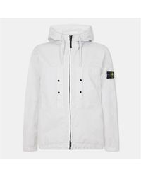 Stone Island - Supima Cotton Twill Hooded Long Sleeve Overshirt - Lyst