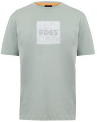BOSS - Short Sleeve T-Shirt With Contemporary Stitched Logo - Lyst