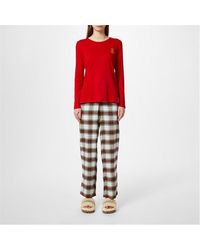 Lauren by Ralph Lauren - Plaid Brushed Twill & Jersey Pyjama Set - Lyst