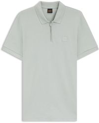 BOSS - Short Sleeve Quarter Zip Polo Top - Lyst