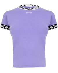 Versace - Top With Embroidered Logo - Lyst