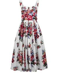 Dolce & Gabbana - Cotton Dress With Floral Motif - Lyst
