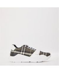 Burberry - Regis Check Cotton Trainers - Lyst