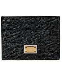 Dolce & Gabbana - Textured Leather Logo Plated Card Holder - Lyst