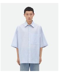 Bottega Veneta - Cotton Linen Check Overshirt With Bv Embroidery - Lyst