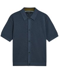 Ted Baker - Diamond Crochet Knit Short Sleeve Shirt - Lyst