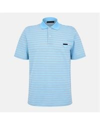 Prada - Striped Cotton Short Sleeve Polo Shirt - Lyst