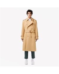 Lacoste - Water-Resistant Double-Breasted Belted Trench Coat - Lyst