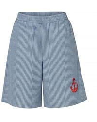 Stella Nova - Striped Anchor Embroidered Shorts - Lyst