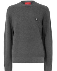HUGO - Crew Neck Wool Jumper With Logo Detail (Setal) - Lyst