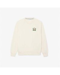 Lacoste - Crest Embroidered Logo Long Sleeve Crew Sweatshirt - Lyst