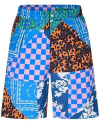 Marcelo Burlon - Multi-Panel Knee-Length Fleece Jogger Shorts - Lyst