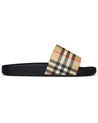 Burberry - Furley Check Slides - Lyst