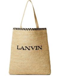 Lanvin - Raffia Logo Tote Bag - Lyst