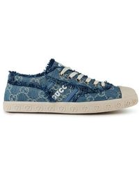 Gucci - Fringed Denim gg Sneakers - Lyst