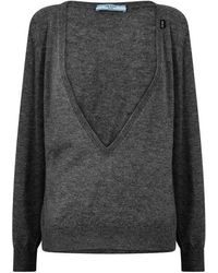 Prada - V-Neck Jumper - Lyst