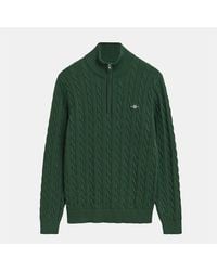 GANT - Cotton Cable Half Zip Fleece - Lyst