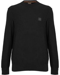 BOSS - Cotton-Cashmere Long Sleeve Crew Neck Jumper (Anion) - Lyst
