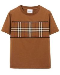 Burberry - Signature Check Panel T-Shirt - Lyst