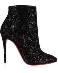 Christian Louboutin Eloise 100 Black Velvet Glitter Boots