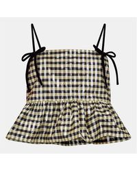 Ganni - Shiny Check Woven Cami Vest - Lyst
