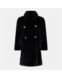 Prada - Aspen Double-Breasted Long Sleeve Faux Fur Coat - Lyst